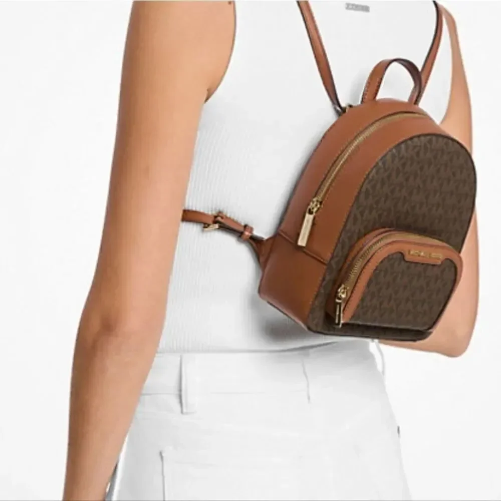 Michael Kors Tan and Brown Signature Backpack